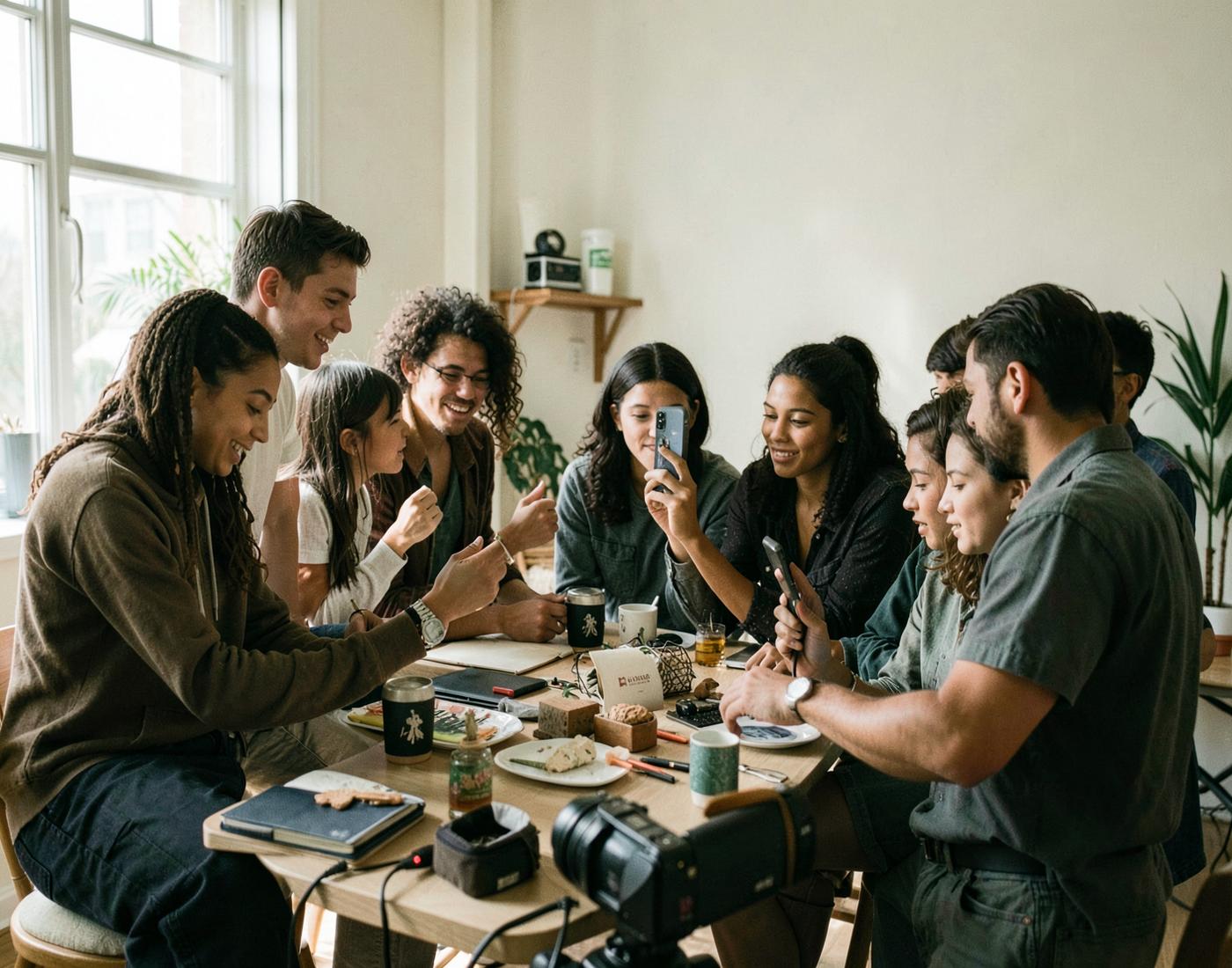 Creators collaborating on content